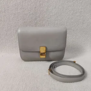 Celine Preloved Box Bag 4092213 Gray Leather Crossbody