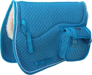 CHALLENGER Horse 23"x18" English Quilted Fur Padded All-Purpose Saddle Pad Turquoise 7260TR