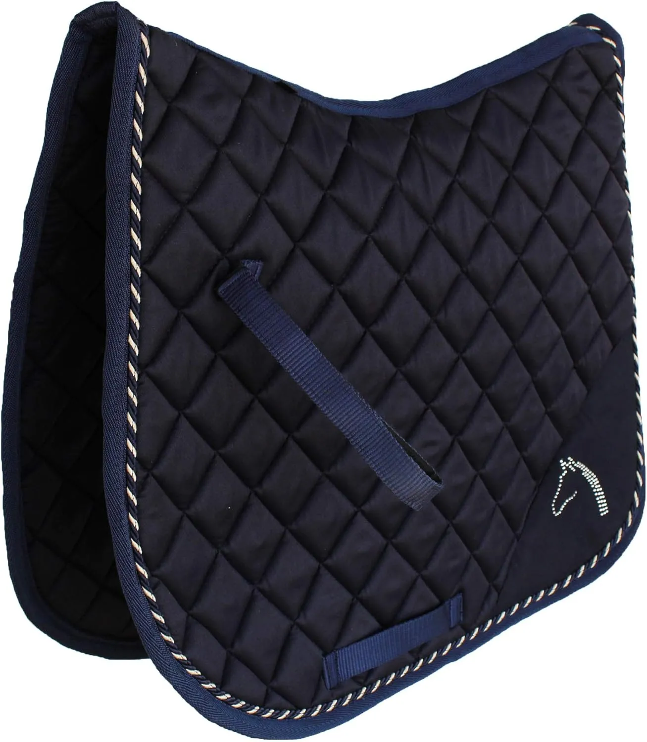 CHALLENGER Horse English COB Quilted All Purpose Riding Square Saddle Pad Crystal Navy 72M01F