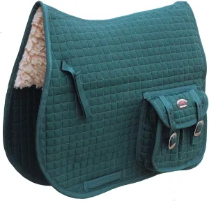 CHALLENGER Horse English Quilted Fleece All-Purpose Saddle Pad with Pockets Green 7290