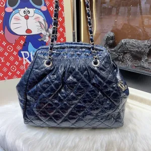 Chanel Gabrielle Navy Blue Leather Quilted Hobo Bag Medium