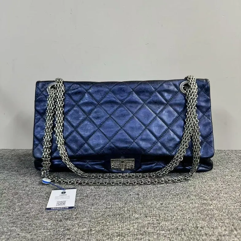 Chanel Preloved 2.55 Bag Navy Leather Shoulder Bag