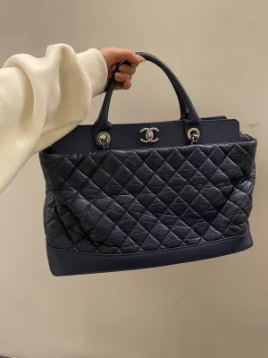 Chanel Quilted Black Leather Tote Bag
