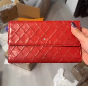 Chanel Quilted Lambskin Red Wallet