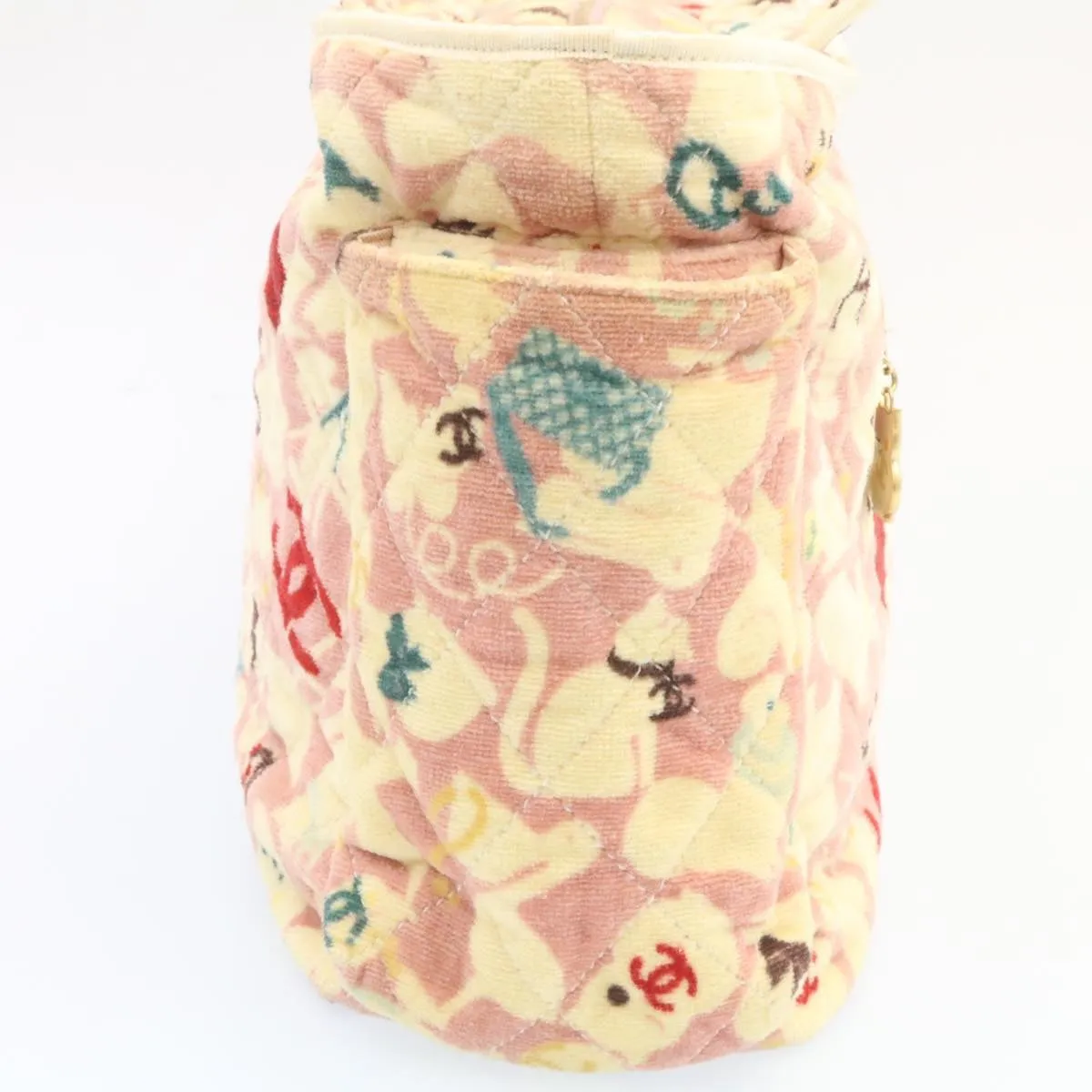 CHANEL Tote Bag Quilted Pile Animal Pattern Pink CC  27024A