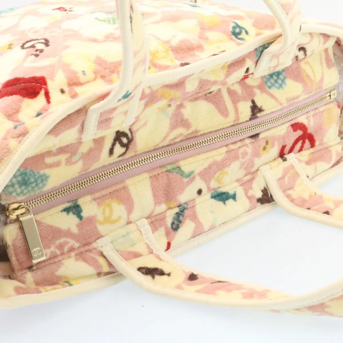 CHANEL Tote Bag Quilted Pile Animal Pattern Pink CC  27024A