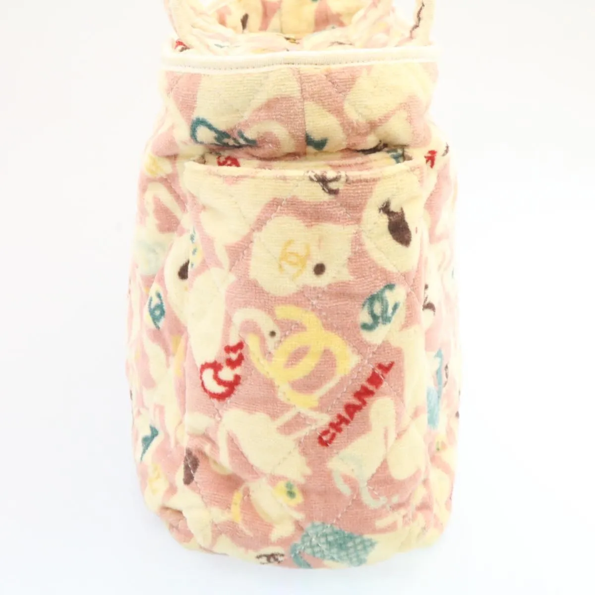 CHANEL Tote Bag Quilted Pile Animal Pattern Pink CC  27024A
