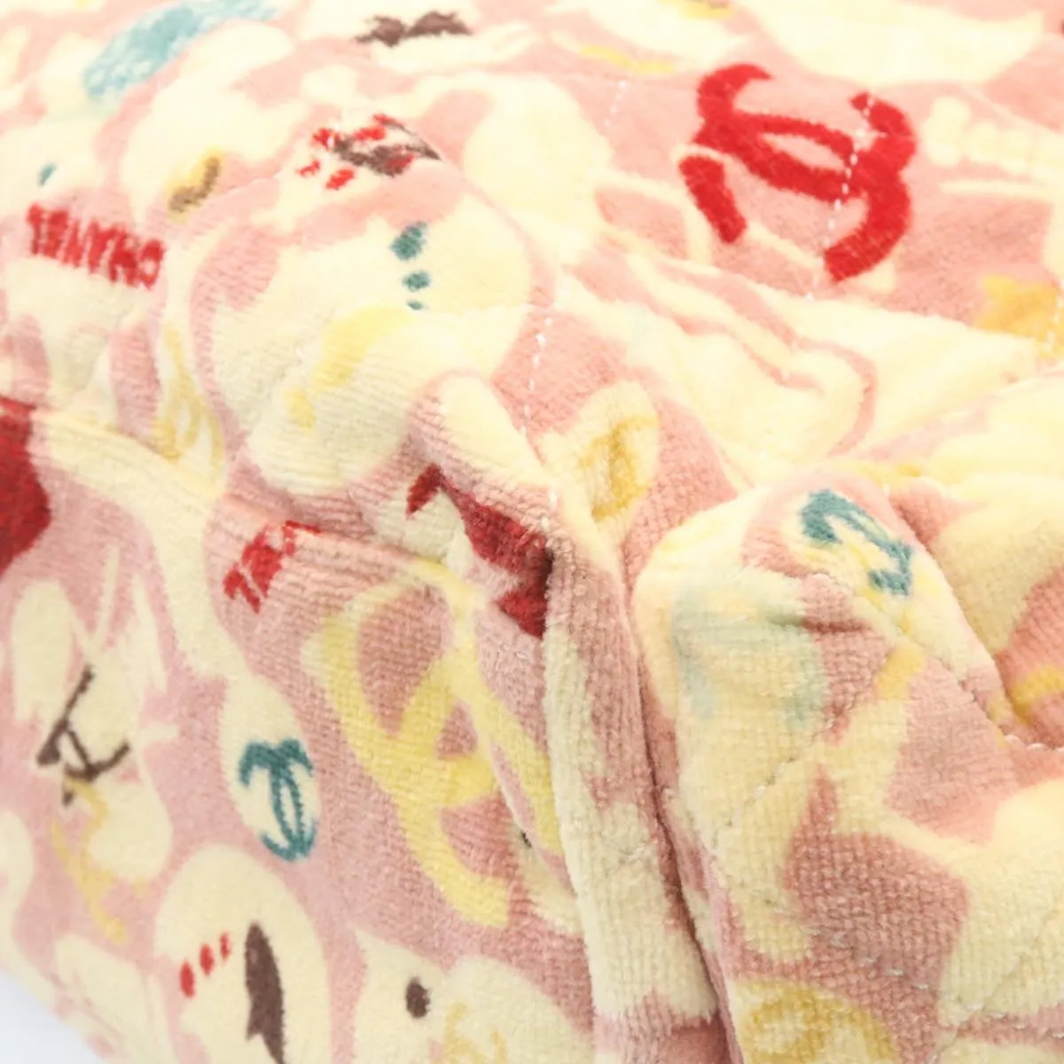 CHANEL Tote Bag Quilted Pile Animal Pattern Pink CC  27024A