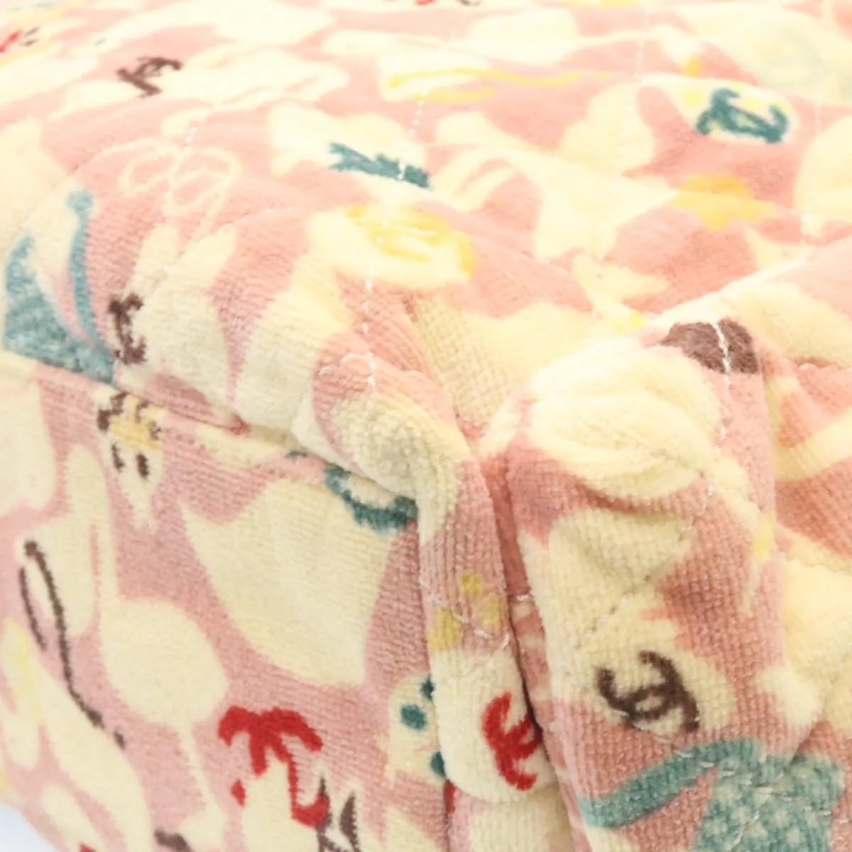 CHANEL Tote Bag Quilted Pile Animal Pattern Pink CC  27024A