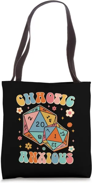 Chaotic Anxious Mental Health Matters Anxiety Spoonie Dice Tote Bag