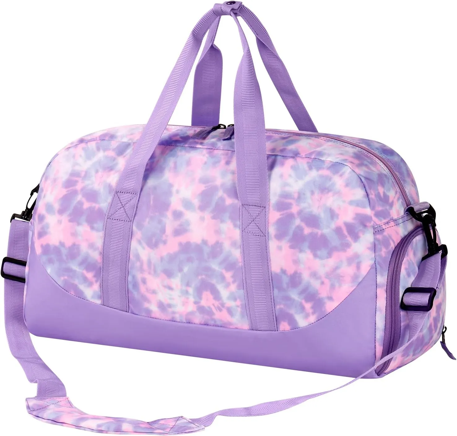 Choco Mocha Kids Duffle Bag Girls - Tie Dye Overnight Bags for Girl Ages 9-12, Purple