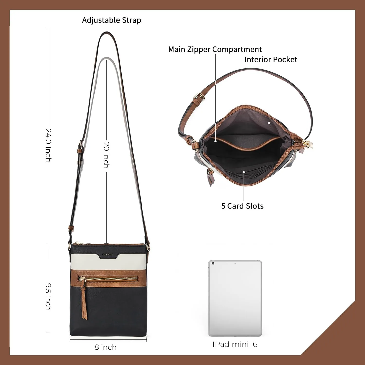 CHOLISS Mini Crossbody Bags for Women, Small Purses for Women with Vegan Leather, Travel Over Shoulder Bag