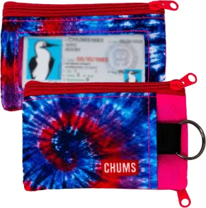 Chums Surfshorts Wallet - Lightweight Slim Wallet with RFID Blocking Card & Clear ID Window - Zippered, Water Resistant w/Key Ring - Tie Dye