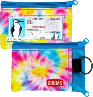 Chums Surfshorts Wallet - Lightweight Slim Wallet with RFID Blocking Card & Clear ID Window - Zippered, Water Resistant w/Key Ring - Tie Dye