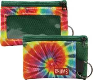 Chums Surfshorts Wallet - Lightweight Slim Wallet with RFID Blocking Card & Clear ID Window - Zippered, Water Resistant w/Key Ring - Tie Dye