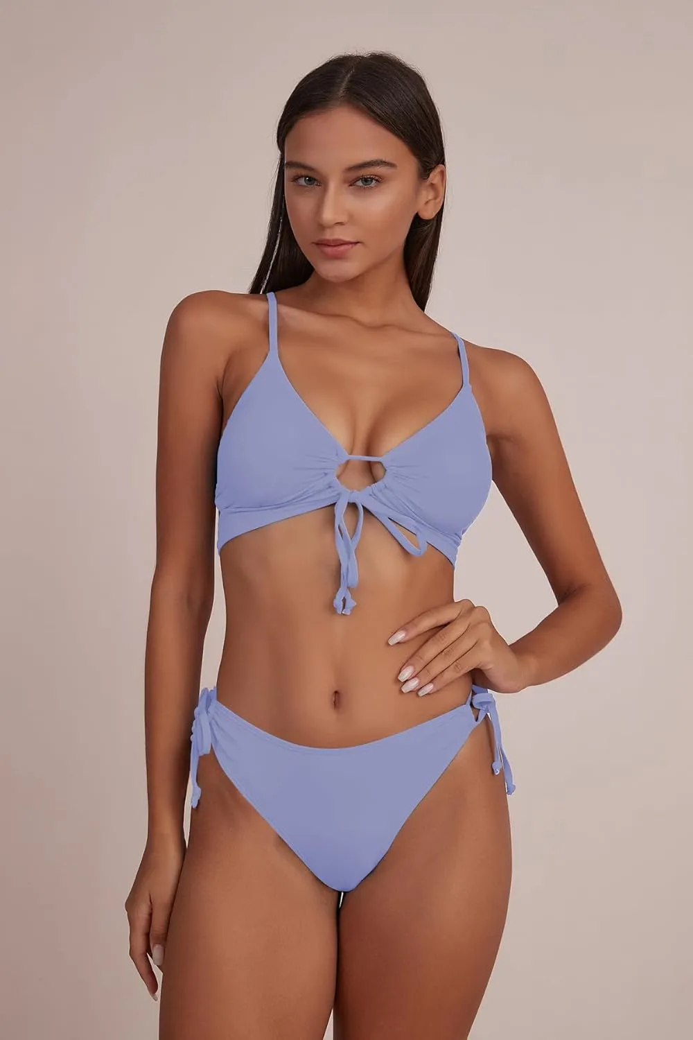 CHYRII Womens Sexy Cutout Bikini Sets Lace Up High Cut Thong Two Piece Swimsuit
