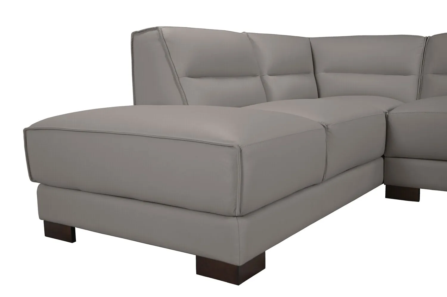 Citadel 2-Piece Left-Facing Top-Grain Genuine Leather Sectional with Wood Legs - Grey | Sofa sectionnel de gauche Citadel 2 pièces en cuir véritable de qualité supérieure avec pattes en bois - gris