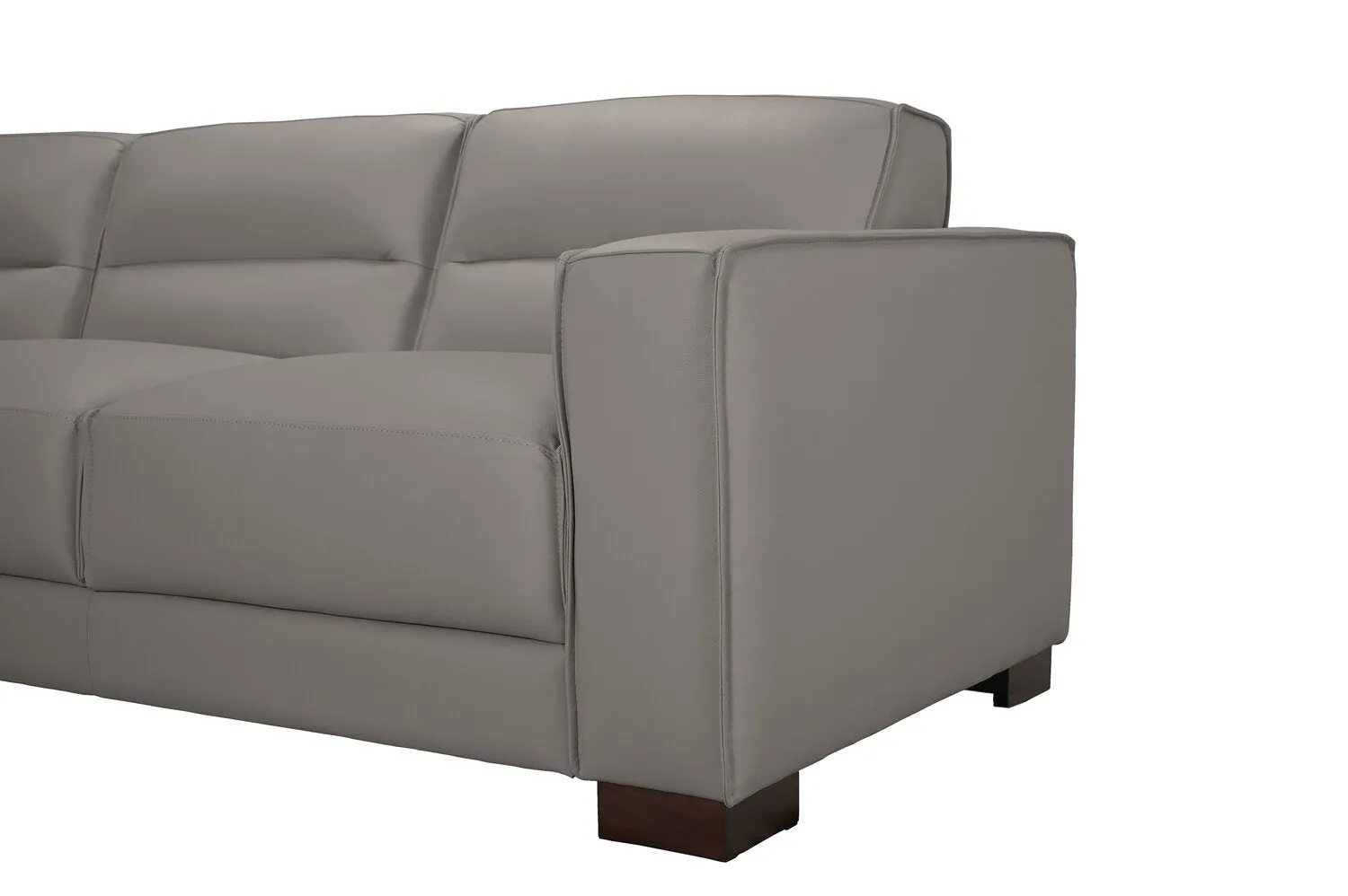 Citadel 2-Piece Left-Facing Top-Grain Genuine Leather Sectional with Wood Legs - Grey | Sofa sectionnel de gauche Citadel 2 pièces en cuir véritable de qualité supérieure avec pattes en bois - gris