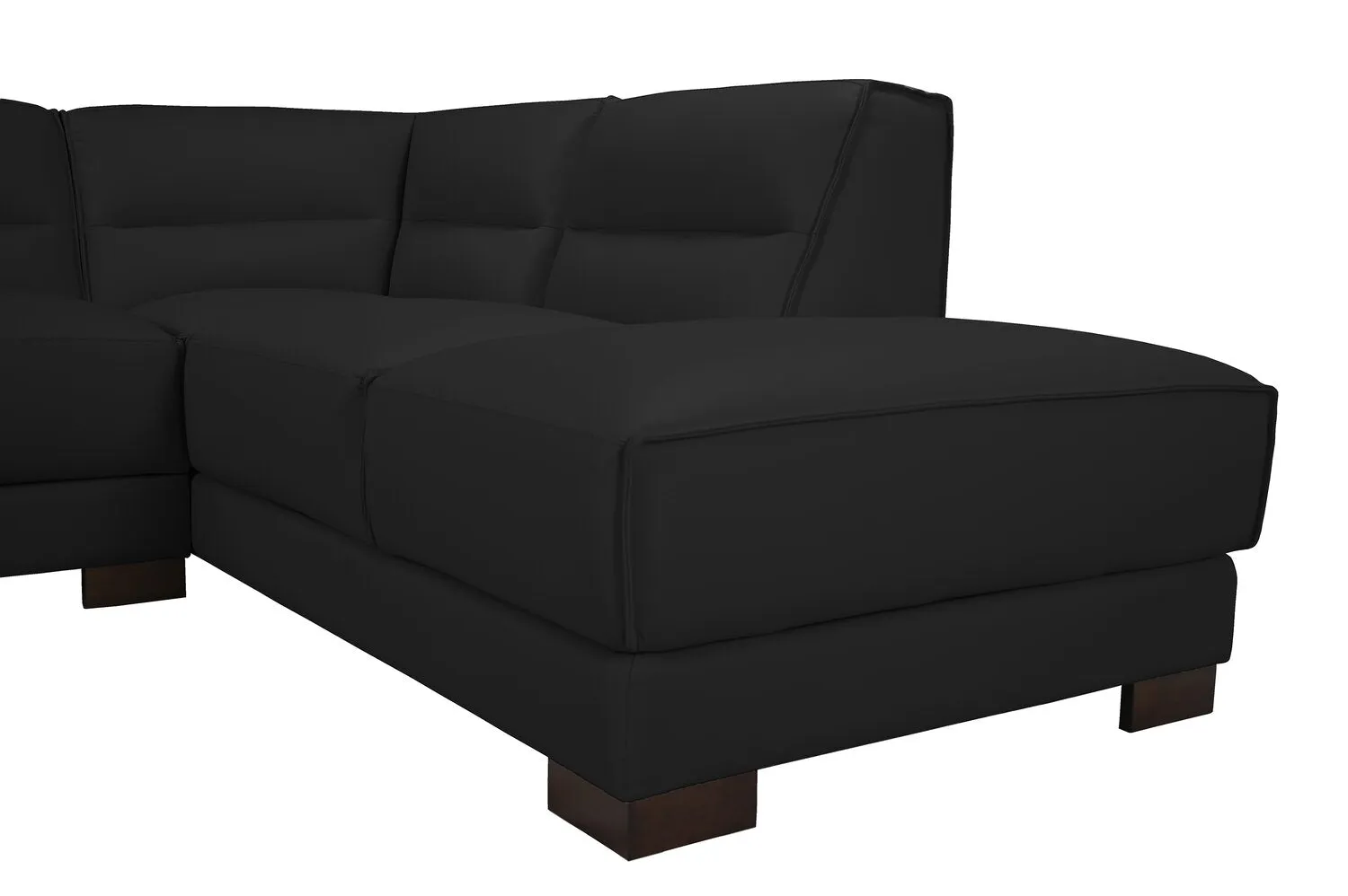 Citadel 2-Piece Right-Facing Top-Grain Genuine Leather Sectional with Wood Legs - Black | Sofa sectionnel de droite Citadel 2 pièces en cuir véritable de qualité supérieure avec pattes en bois - noir