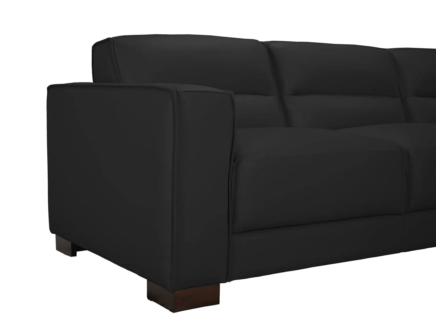 Citadel 2-Piece Right-Facing Top-Grain Genuine Leather Sectional with Wood Legs - Black | Sofa sectionnel de droite Citadel 2 pièces en cuir véritable de qualité supérieure avec pattes en bois - noir