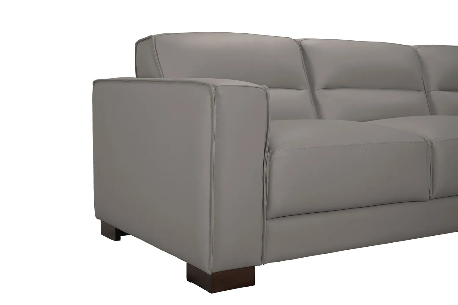 Citadel 2-Piece Right-Facing Top-Grain Genuine Leather Sectional with Wood Legs - Grey | Sofa sectionnel de droite Citadel 2 pièces en cuir véritable de qualité supérieure avec pattes en bois - gris