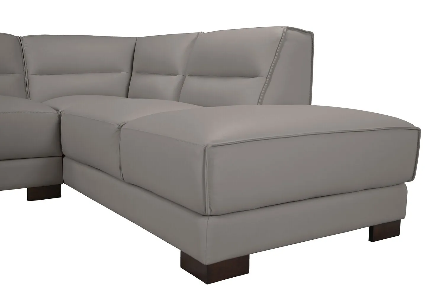 Citadel 2-Piece Right-Facing Top-Grain Genuine Leather Sectional with Wood Legs - Grey | Sofa sectionnel de droite Citadel 2 pièces en cuir véritable de qualité supérieure avec pattes en bois - gris
