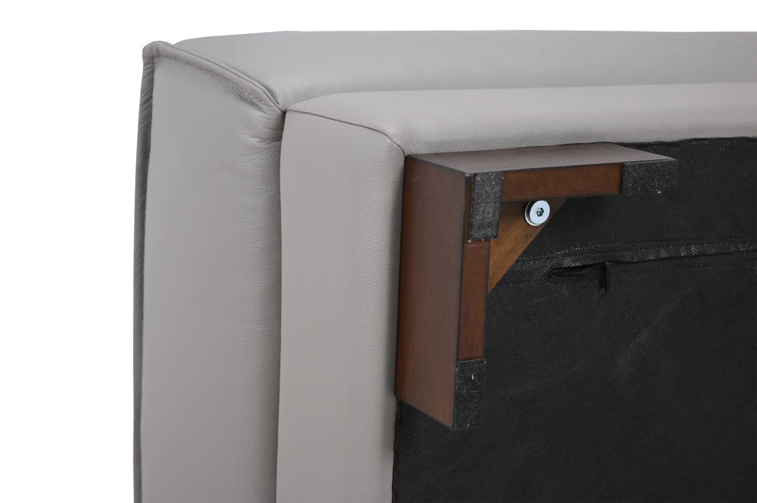 Citadel 28" Top-Grain Genuine Leather Ottoman with Wood Legs - Grey | Pouf Citadel de 28 po en cuir véritable de qualité supérieure avec pattes en bois - gris
