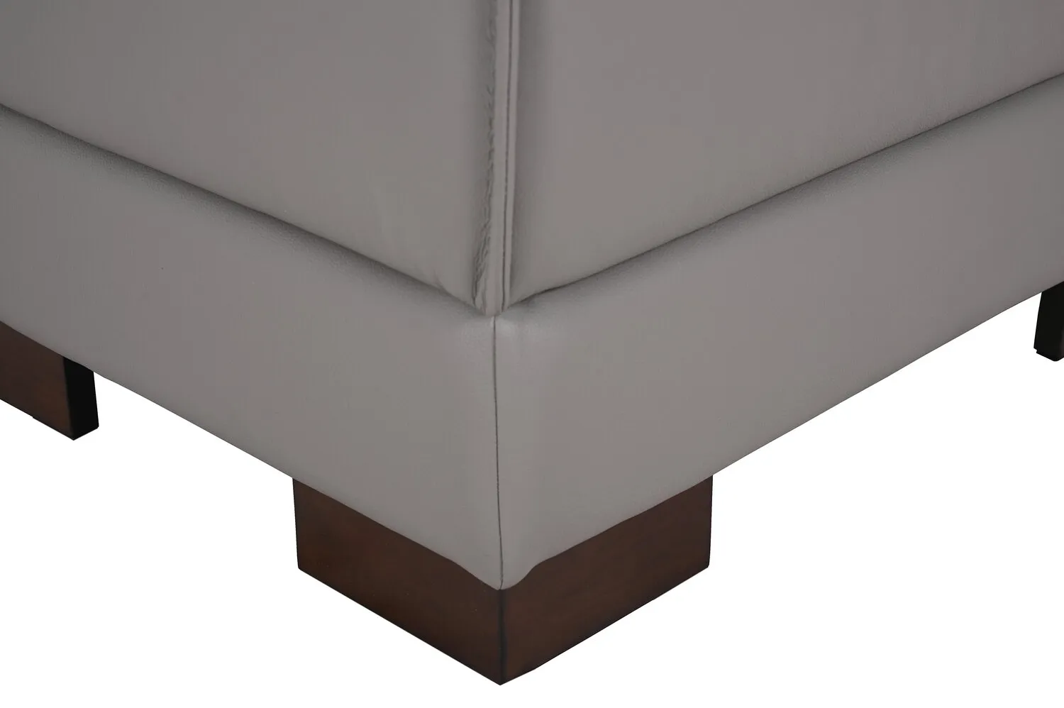 Citadel 28" Top-Grain Genuine Leather Ottoman with Wood Legs - Grey | Pouf Citadel de 28 po en cuir véritable de qualité supérieure avec pattes en bois - gris