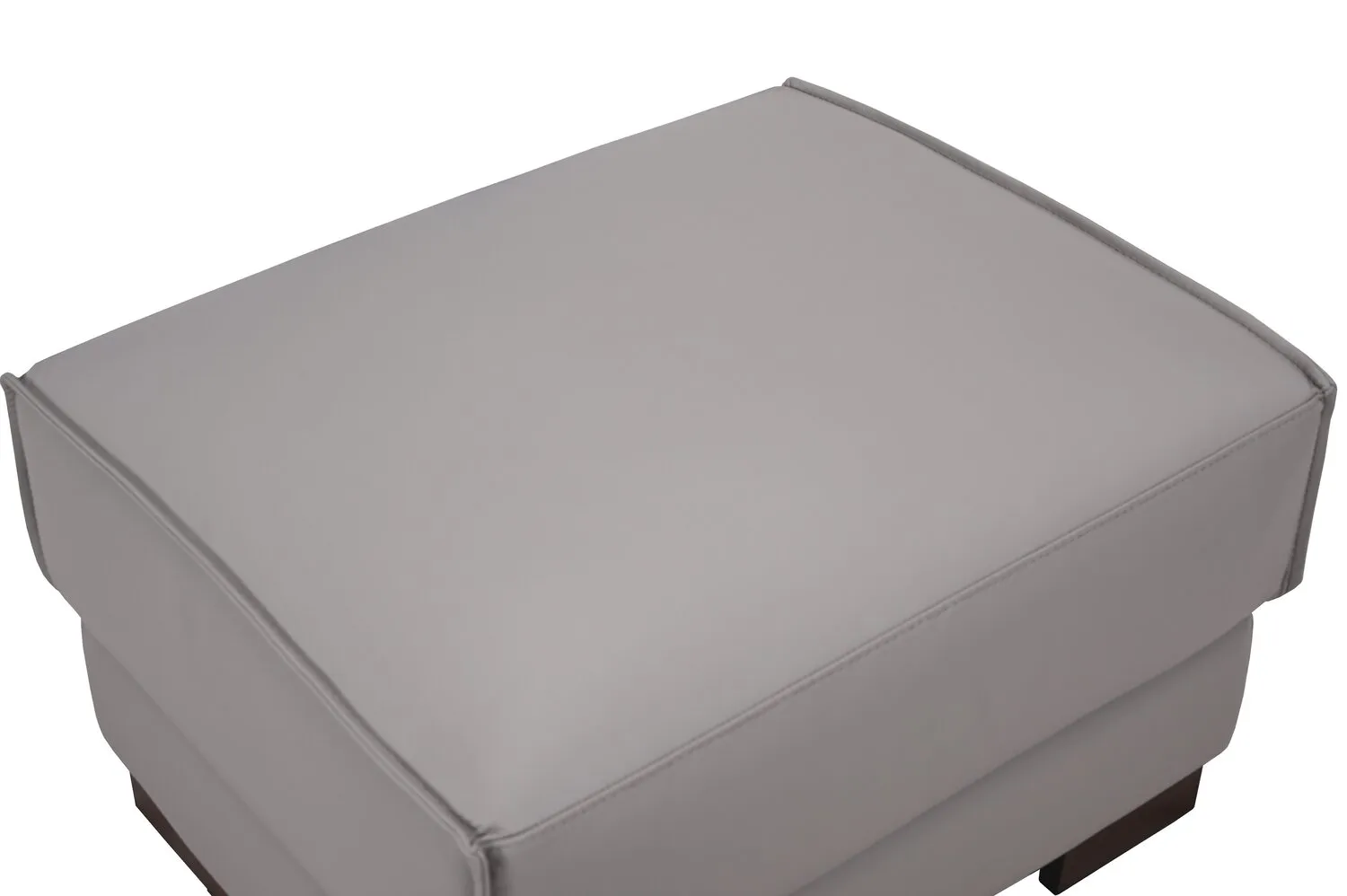 Citadel 28" Top-Grain Genuine Leather Ottoman with Wood Legs - Grey | Pouf Citadel de 28 po en cuir véritable de qualité supérieure avec pattes en bois - gris