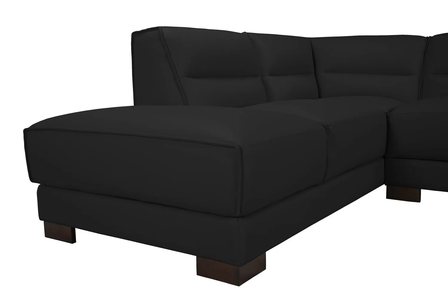 Citadel 3-Piece Left-Facing Top-Grain Genuine Leather Sectional with Wood Legs - Black | Sofa sectionnel de gauche Citadel 3 pièces en cuir véritable de qualité supérieure avec pattes en bois - noir