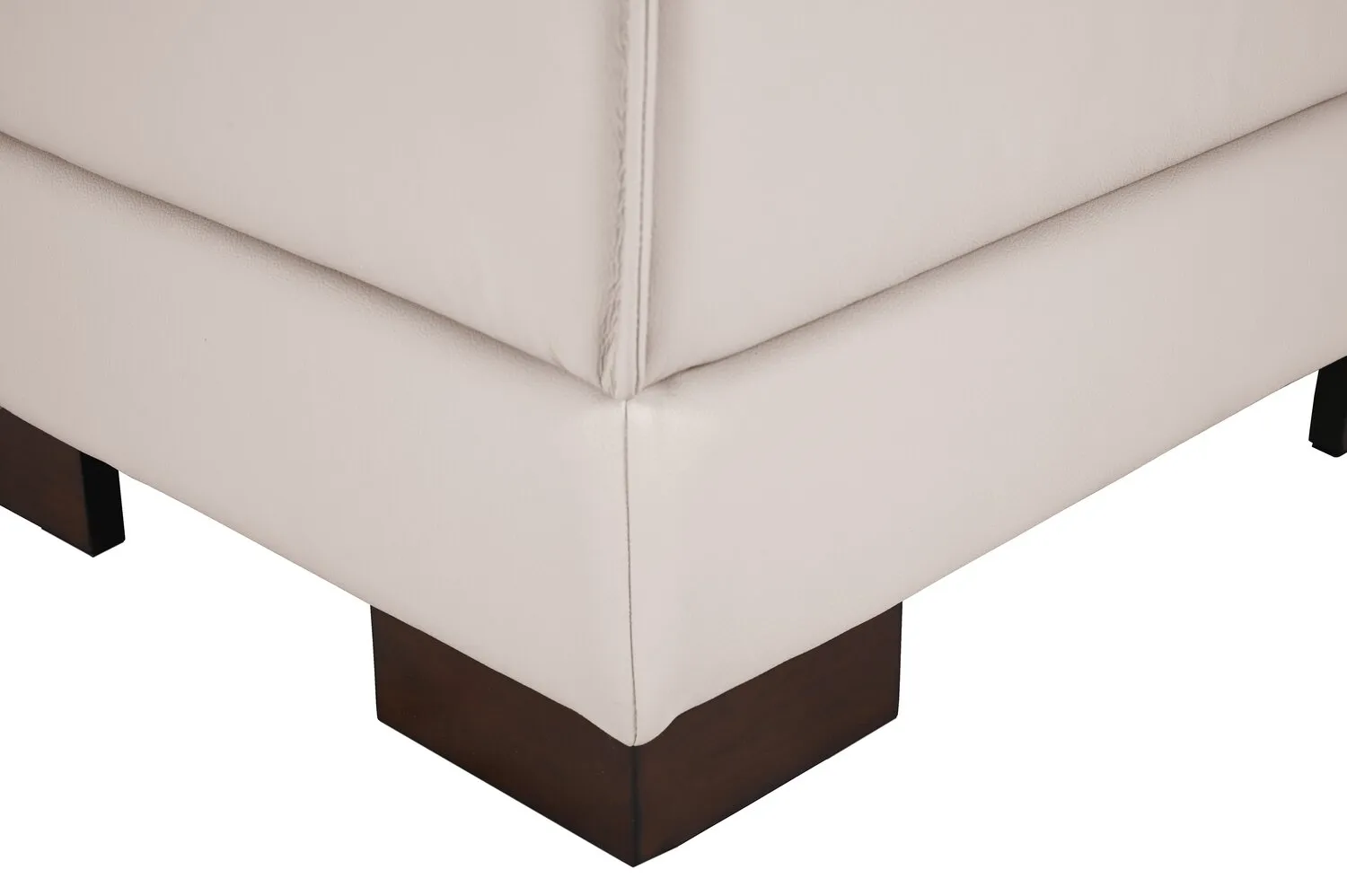 Citadel 3-Piece Right-Facing Top-Grain Genuine Leather Sectional with Wood Legs - Frost White | Sofa sectionnel de droite Citadel 3 pièces en cuir véritable de qualité supérieure avec pattes en bois - blanc givré