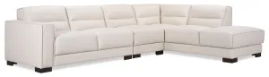 Citadel 3-Piece Right-Facing Top-Grain Genuine Leather Sectional with Wood Legs - Frost White | Sofa sectionnel de droite Citadel 3 pièces en cuir véritable de qualité supérieure avec pattes en bois - blanc givré