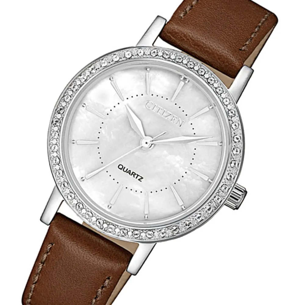 Citizen Brown Leather Ladies Watch - EL3040-12D