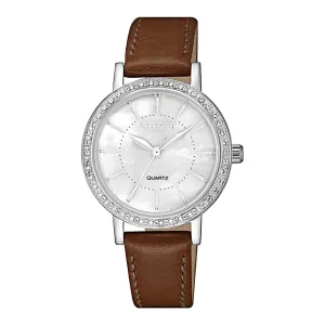 Citizen Brown Leather Ladies Watch - EL3040-12D