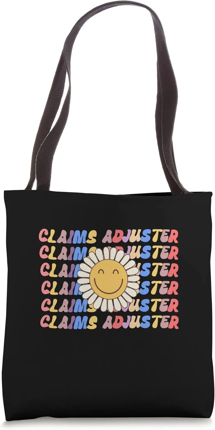 Claims Adjuster Retro SunFlower Groovy Finance Back Work Tote Bag