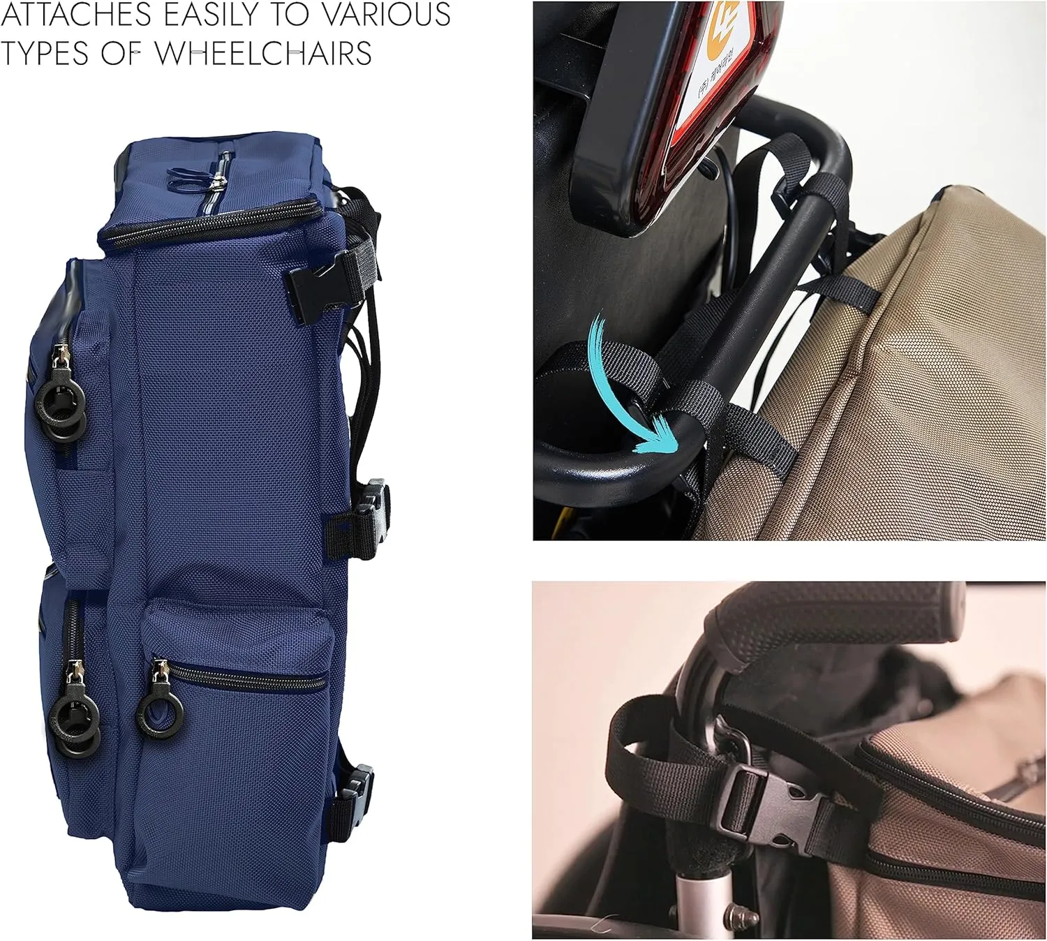 Classic Adaptive Wheelchair Backpack for Back of Chair – 20L EZ-Access Laptop Wheelchair Bag – Mobility Scooter & Electric Wheelchair Accessories, Galaxy Purple/Aqua