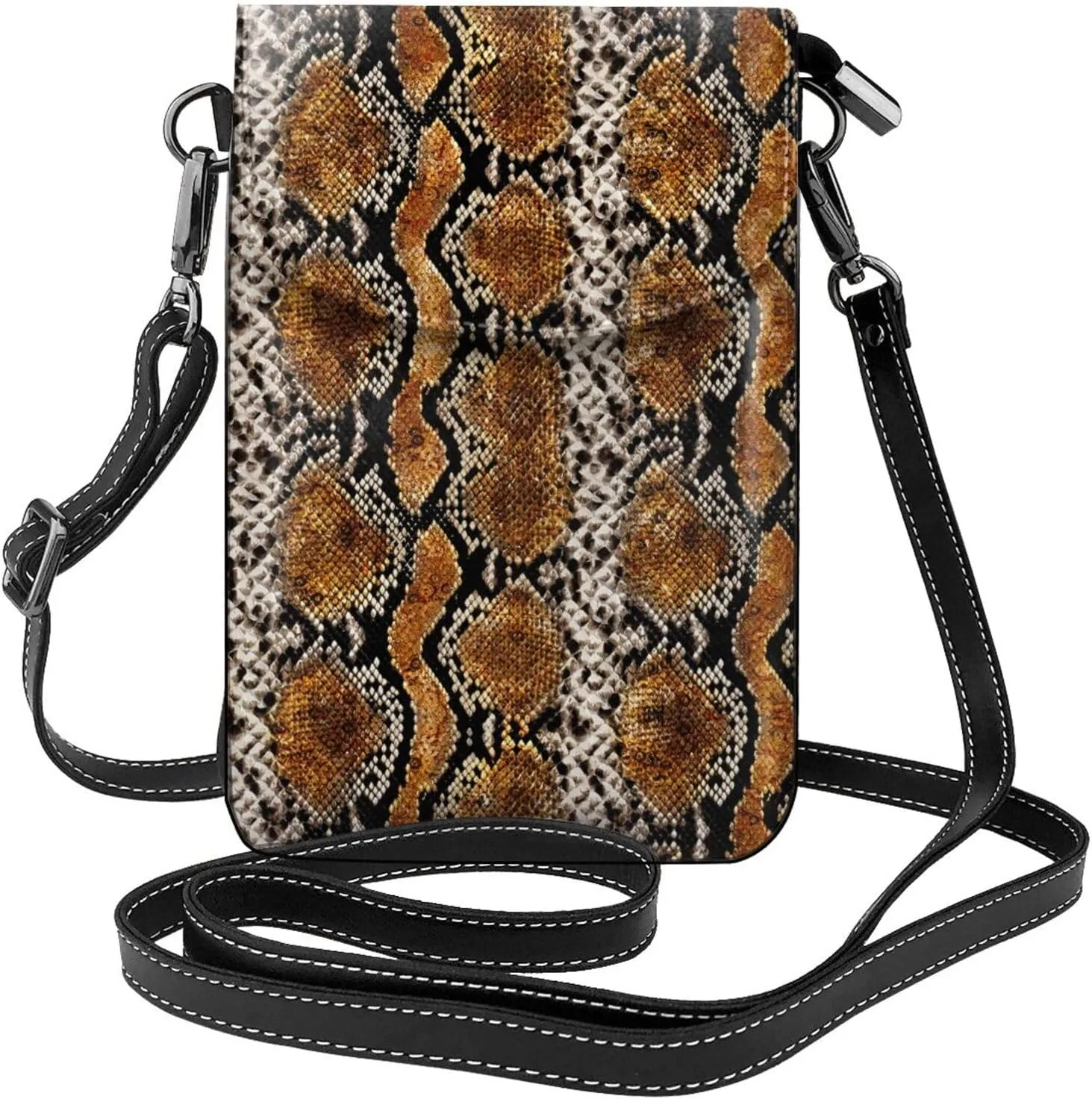 Classic Snake Skin Small Crossbody Bags for Women Travel Cell Phone Pouch PU Leather Cross Body Bag Adjustable Shoulder Strap Phone Purses Lightweight Wallet Purse with Credit Card Slots