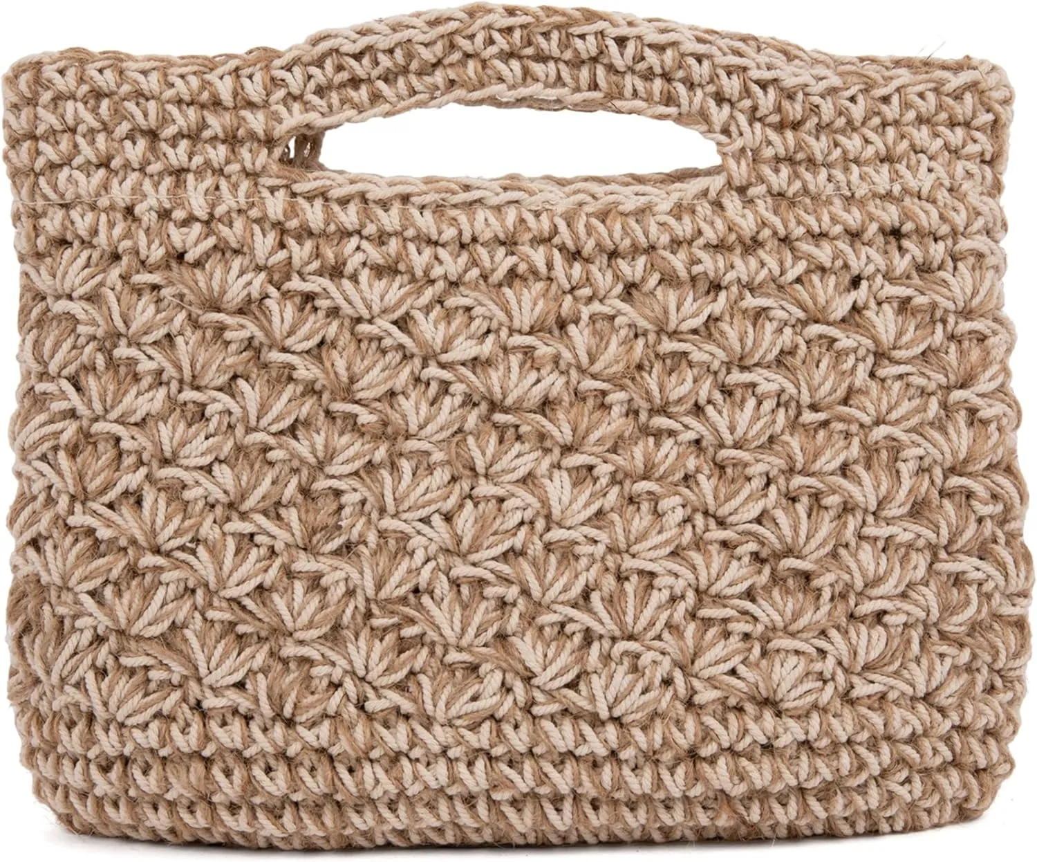 Clutch Hobo Bag for Women with Cotton & Burlap Macrame Weave, Wristlet Carry Handle, Small Pocket, and Light Burlap Interior, Cute Designer Handbag, Beige
