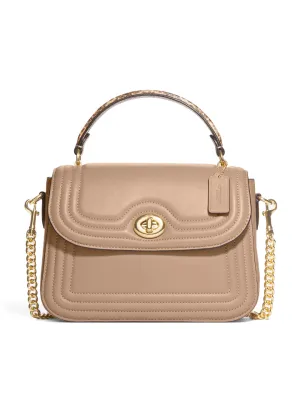 Coach Marlie Top Handle Satchel With Border Quilting Taupe