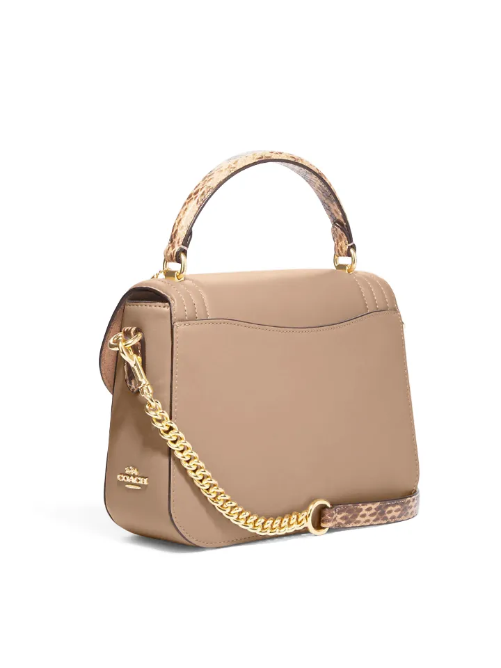 Coach Marlie Top Handle Satchel With Border Quilting Taupe