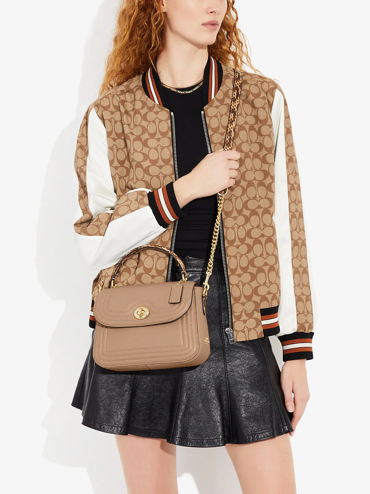 Coach Marlie Top Handle Satchel With Border Quilting Taupe