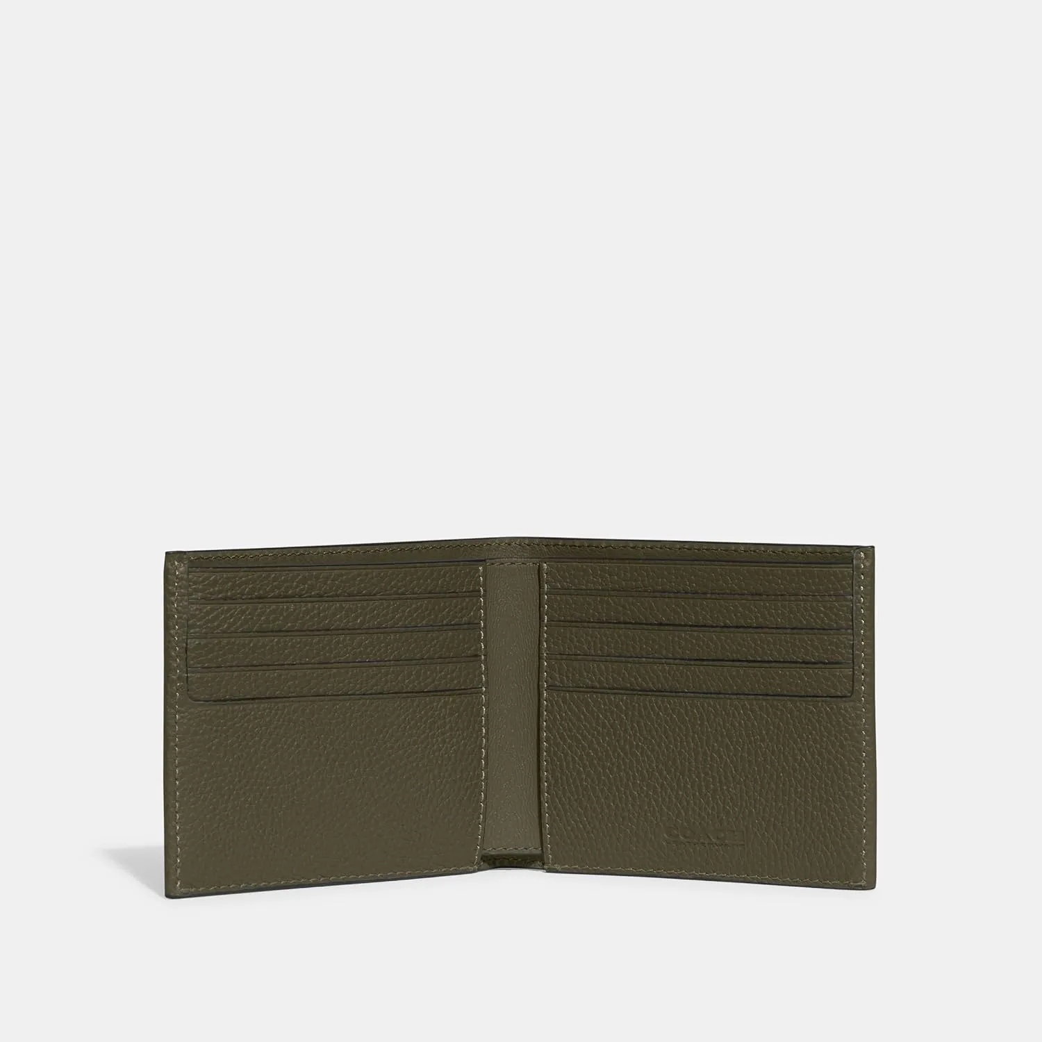 Coach Refined Double Bill in Pebble Leather with Sculpted C Hardware Branding, Army Green