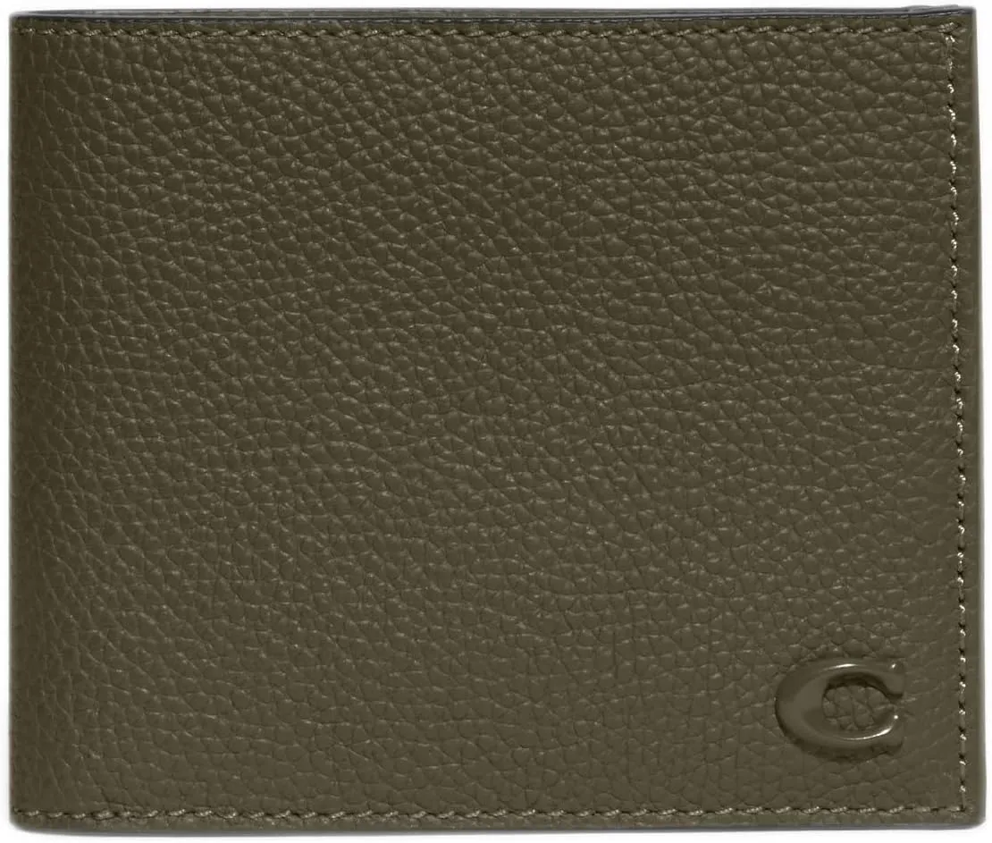 Coach Refined Double Bill in Pebble Leather with Sculpted C Hardware Branding, Army Green
