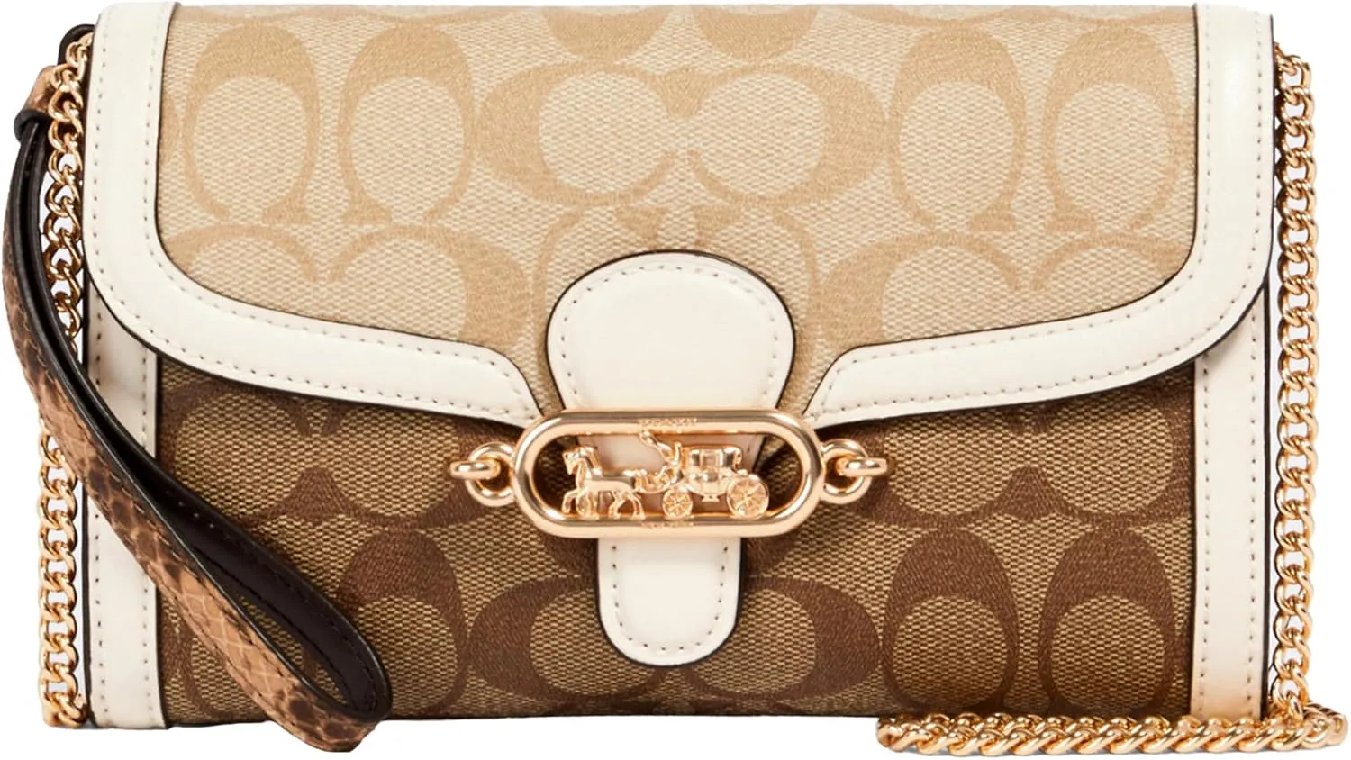Coach Signature Blocking Exotic Mix Jade Chain Crossbody