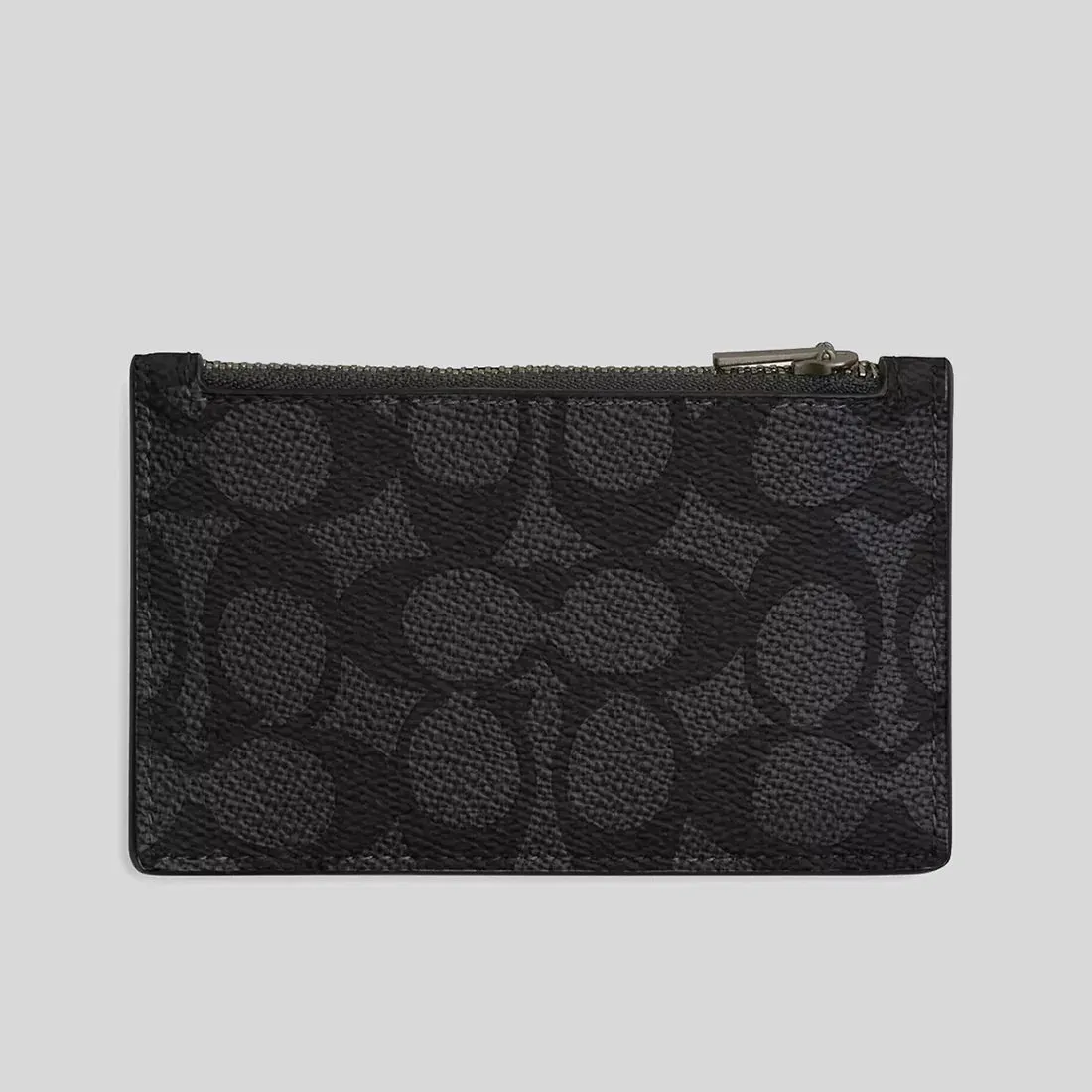 COACH Zip Card Case In Signature Canvas Charcoal/Black RS-CV764