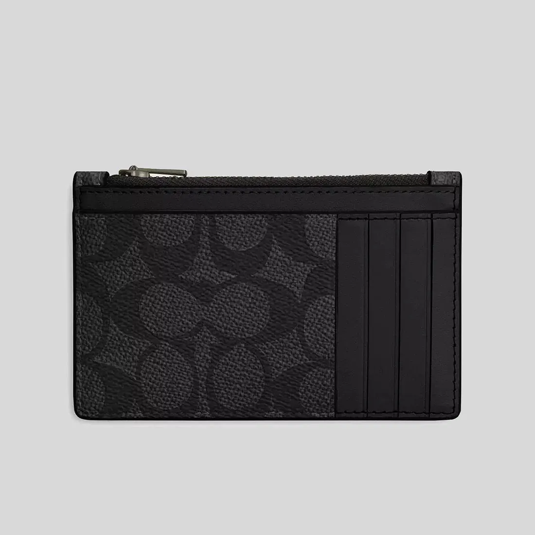 COACH Zip Card Case In Signature Canvas Charcoal/Black RS-CV764