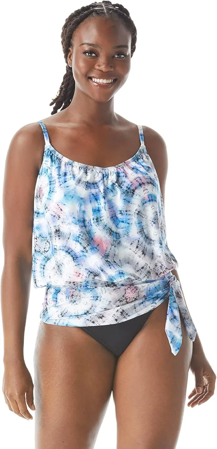 Coco Contours Jem Blouson Bra Sized Tankini Top — Shapemaker Tummy Control Swim Top