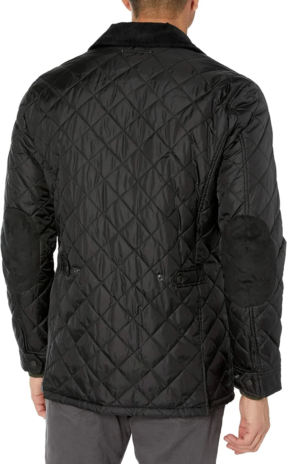 Cole Haan Men's Quilted Nylon Barn Jacket with Corduroy Details