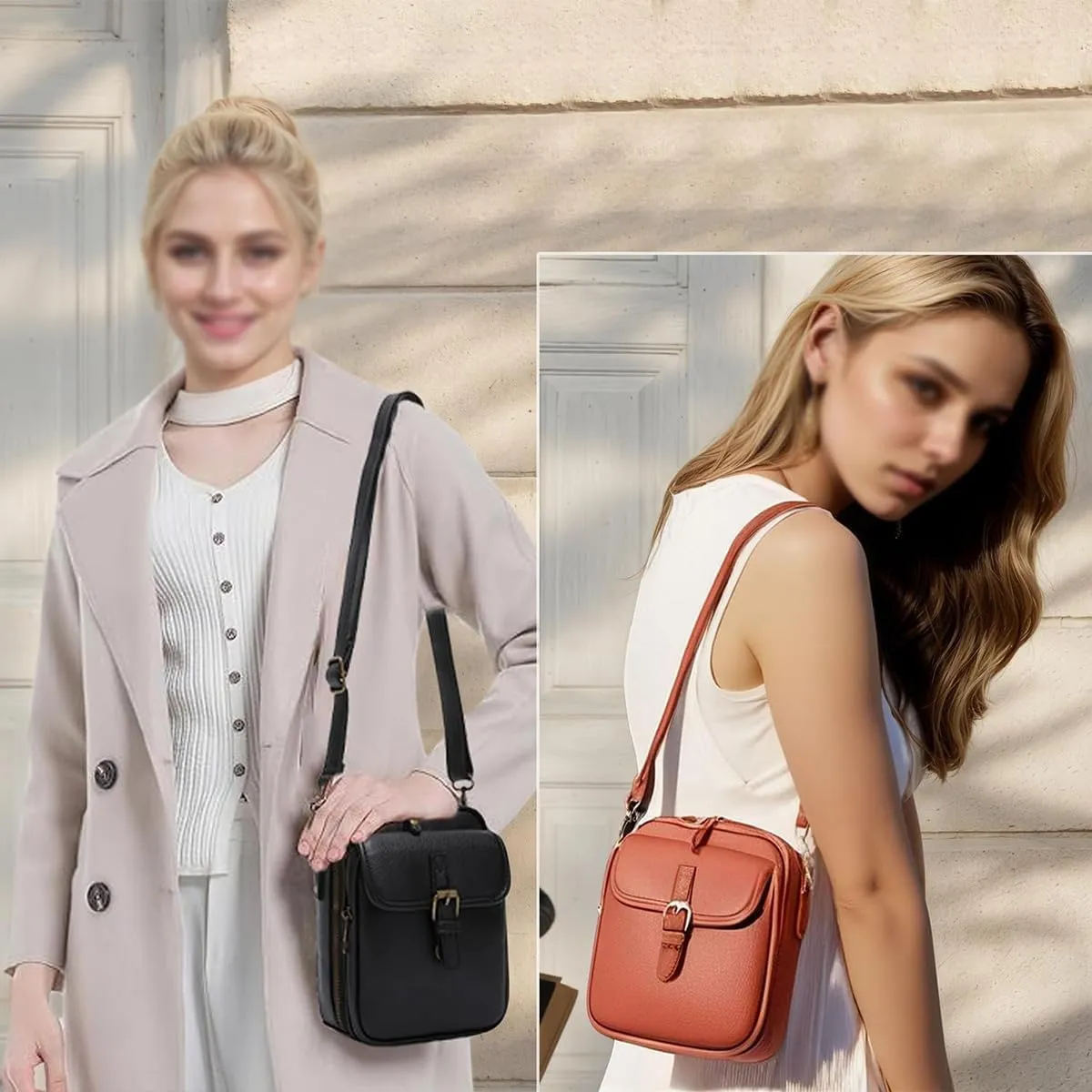 Collaborate Crossbody Leather Bag, Tojoyride Large Capacity Crossbody Bags, Collaboraten1 Purse Vintage Messenger Bag