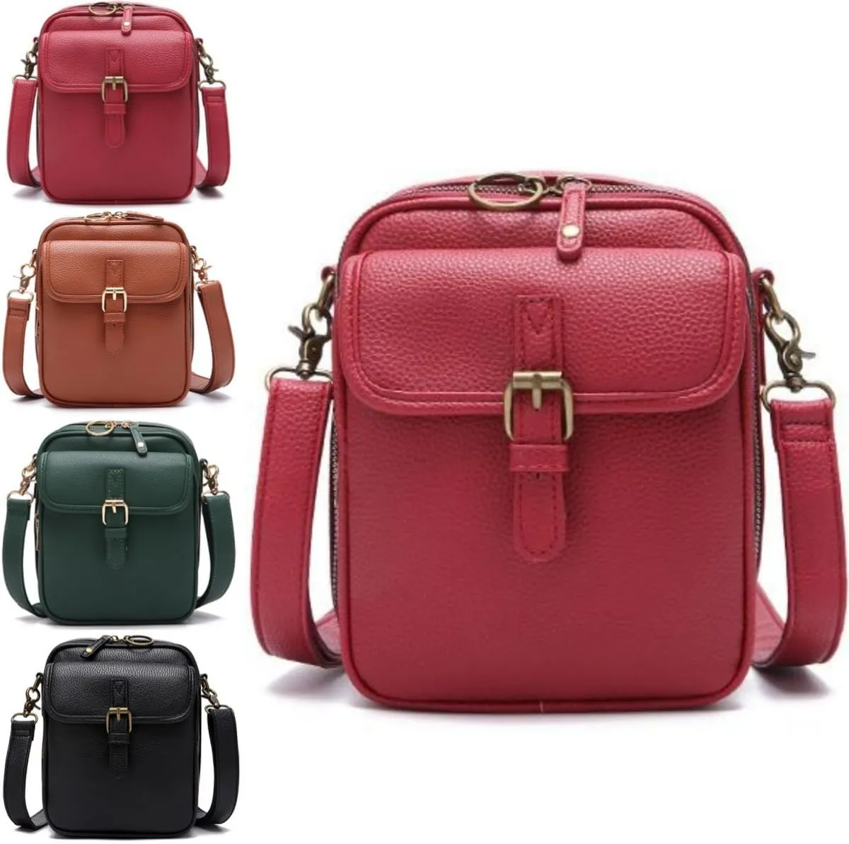 Collaboraten1 Crossbody Bag, UrvashiCrossbody Leather Bag, Retro Double-Layer Large Capacity Mini Crossbody Bags
